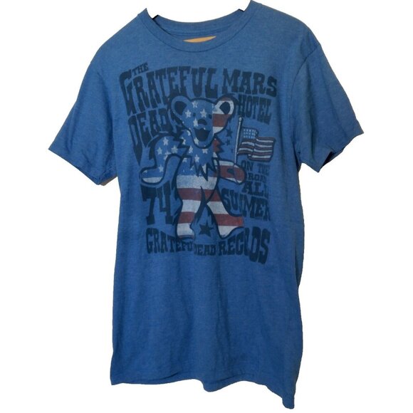 Grateful Dead Liquid Blue Mars Hotel T Shirt Medium Stars Stripes Bear Band - Picture 1 of 10